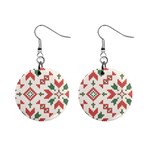 Christmas Texture, New Year, Red-green Christmas Ornament Texture Mini Button Earrings