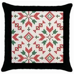 Christmas Texture, New Year, Red-green Christmas Ornament Texture Throw Pillow Case (Black)