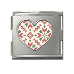 Christmas Texture, New Year, Red-green Christmas Ornament Texture Mega Link Heart Italian Charm (18mm)