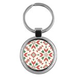 Christmas Texture, New Year, Red-green Christmas Ornament Texture Key Chain (Round)