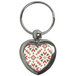 Christmas Texture, New Year, Red-green Christmas Ornament Texture Key Chain (Heart)