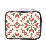 Christmas Texture, New Year, Red-green Christmas Ornament Texture Mini Toiletries Bag (One Side)