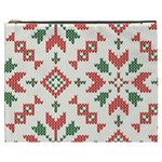 Christmas Texture, New Year, Red-green Christmas Ornament Texture Cosmetic Bag (XXXL)