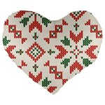 Christmas Texture, New Year, Red-green Christmas Ornament Texture Large 19  Premium Heart Shape Cushions