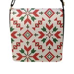 Christmas Texture, New Year, Red-green Christmas Ornament Texture Flap Closure Messenger Bag (L)