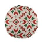 Christmas Texture, New Year, Red-green Christmas Ornament Texture Standard 15  Premium Flano Round Cushions