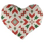 Christmas Texture, New Year, Red-green Christmas Ornament Texture Large 19  Premium Flano Heart Shape Cushions