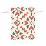 Christmas Texture, New Year, Red-green Christmas Ornament Texture Lightweight Drawstring Pouch (L)