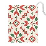 Christmas Texture, New Year, Red-green Christmas Ornament Texture Drawstring Pouch (4XL)