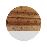 Christmas Texture, New Year, Red-green Christmas Ornament Texture Marble Wood Coaster (Round)