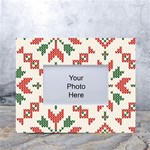 Christmas Texture, New Year, Red-green Christmas Ornament Texture White Tabletop Photo Frame 4 x6 