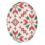 Christmas Texture, New Year, Red-green Christmas Ornament Texture Oval Glass Fridge Magnet (4 pack)