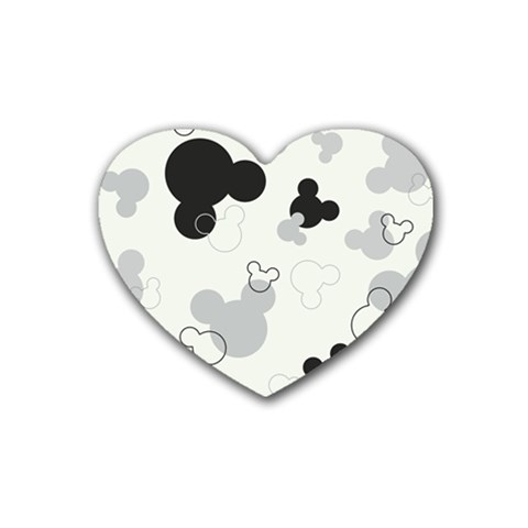 Mickey Mouse, Black, Classic, Cute, Disne Rubber Heart Coaster (4 pack) from ArtsNow.com Front