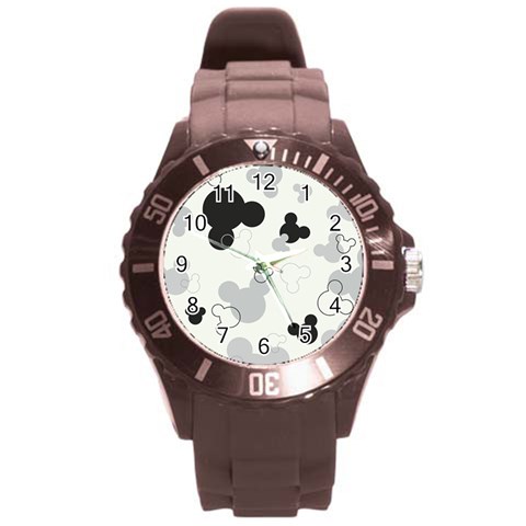 Mickey Mouse, Black, Classic, Cute, Disne Round Plastic Sport Watch (L) from ArtsNow.com Front