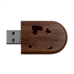 Mickey Mouse, Black, Classic, Cute, Disne Wood Oval USB Flash Drive