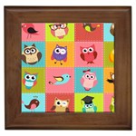 Owls Pattern, Abstract, Art, Desenho Framed Tile