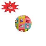 Owls Pattern, Abstract, Art, Desenho 1  Mini Magnet (10 pack) 