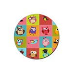 Owls Pattern, Abstract, Art, Desenho Rubber Coaster (Round)