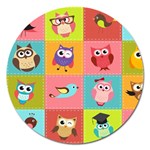 Owls Pattern, Abstract, Art, Desenho Magnet 5  (Round)