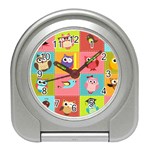 Owls Pattern, Abstract, Art, Desenho Travel Alarm Clock