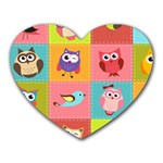 Owls Pattern, Abstract, Art, Desenho Heart Mousepad