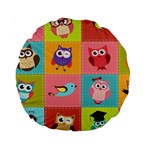 Owls Pattern, Abstract, Art, Desenho Standard 15  Premium Round Cushions