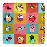 Owls Pattern, Abstract, Art, Desenho Square Glass Fridge Magnet (4 pack)