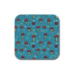 Whimsical Mushroom pattern Rubber Square Coaster (4 pack)