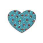 Whimsical Mushroom pattern Rubber Heart Coaster (4 pack)