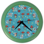 Whimsical Mushroom pattern Color Wall Clock