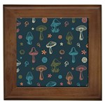 Whimsical Mushrooms pattern Framed Tile