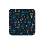 Whimsical Mushrooms pattern Rubber Square Coaster (4 pack)