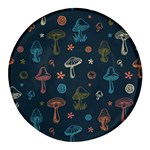 Whimsical Mushrooms pattern Round Glass Fridge Magnet (4 pack)