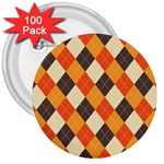 Halloween Argyle Pattern  3  Buttons (100 pack) 