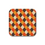 Halloween Argyle Pattern  Rubber Coaster (Square)