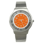 Seamless Halloween Pattern With Smiling Pumpkin 20240926 161520 0000 Stainless Steel Watch