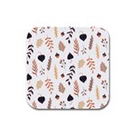 Autumn Seamless Leaves Pattern  Rubber Square Coaster (4 pack)