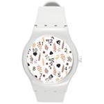 Autumn Seamless Leaves Pattern  Round Plastic Sport Watch (M)