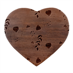 Autumn Seamless Leaves Pattern  Heart Wood Jewelry Box