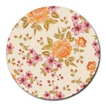 Peony Flower Pattern Background Round Mousepad