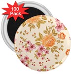 Peony Flower Pattern Background 3  Magnets (100 pack)