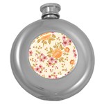 Peony Flower Pattern Background Round Hip Flask (5 oz)