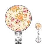 Peony Flower Pattern Background Stainless Steel Nurses Watch