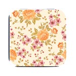 Peony Flower Pattern Background Square Metal Box (Black)