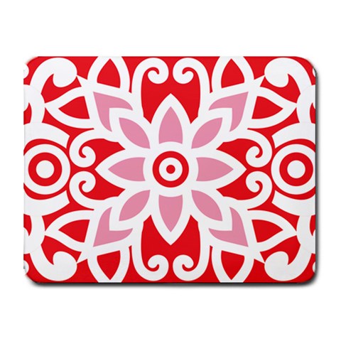 A Red And White Pattern With A Flower On It Small Mousepad from ArtsNow.com Front