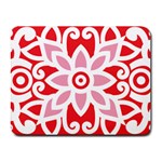 A Red And White Pattern With A Flower On It Small Mousepad