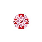 A Red And White Pattern With A Flower On It 1  Mini Buttons