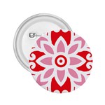 A Red And White Pattern With A Flower On It 2.25  Buttons