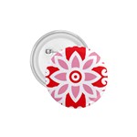 A Red And White Pattern With A Flower On It 1.75  Buttons