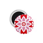 A Red And White Pattern With A Flower On It 1.75  Magnets